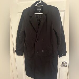 Women’s Black Blazer Buttoned Trench Coat
